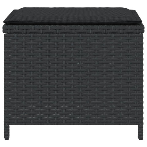 Gartenhocker mit Kissen 4 Stk. Schwarz 40x40x35 cm Poly Rattan