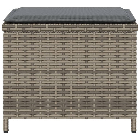 Gartenhocker mit Kissen 4 Stk. Grau 40x40x35 cm Poly Rattan