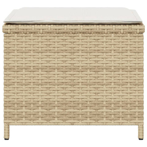 Gartenhocker mit Kissen 4 Stk. Beige 40x40x35 cm Poly Rattan