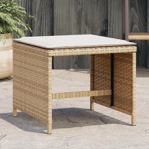 Gartenhocker mit Kissen 4 Stk. Beige 40x40x35 cm Poly Rattan