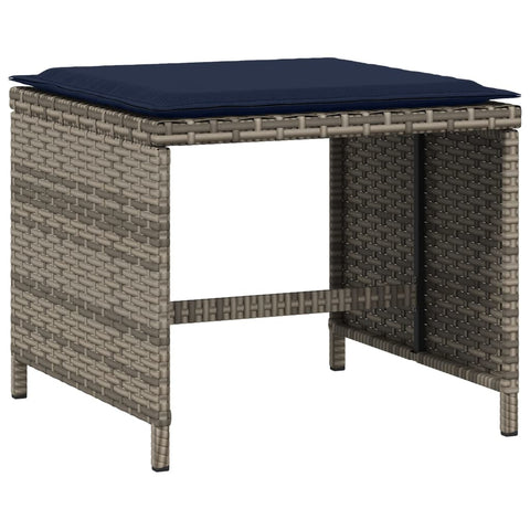 Gartenhocker mit Kissen 4 Stk. Grau 40x40x35 cm Poly Rattan