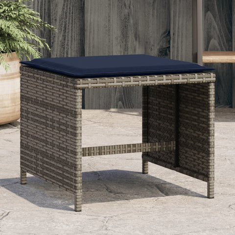 Gartenhocker mit Kissen 4 Stk. Grau 40x40x35 cm Poly Rattan