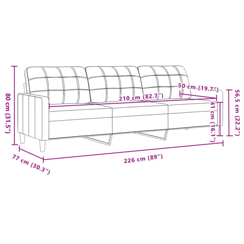 3-Sitzer-Sofa Braun 210 cm Stoff