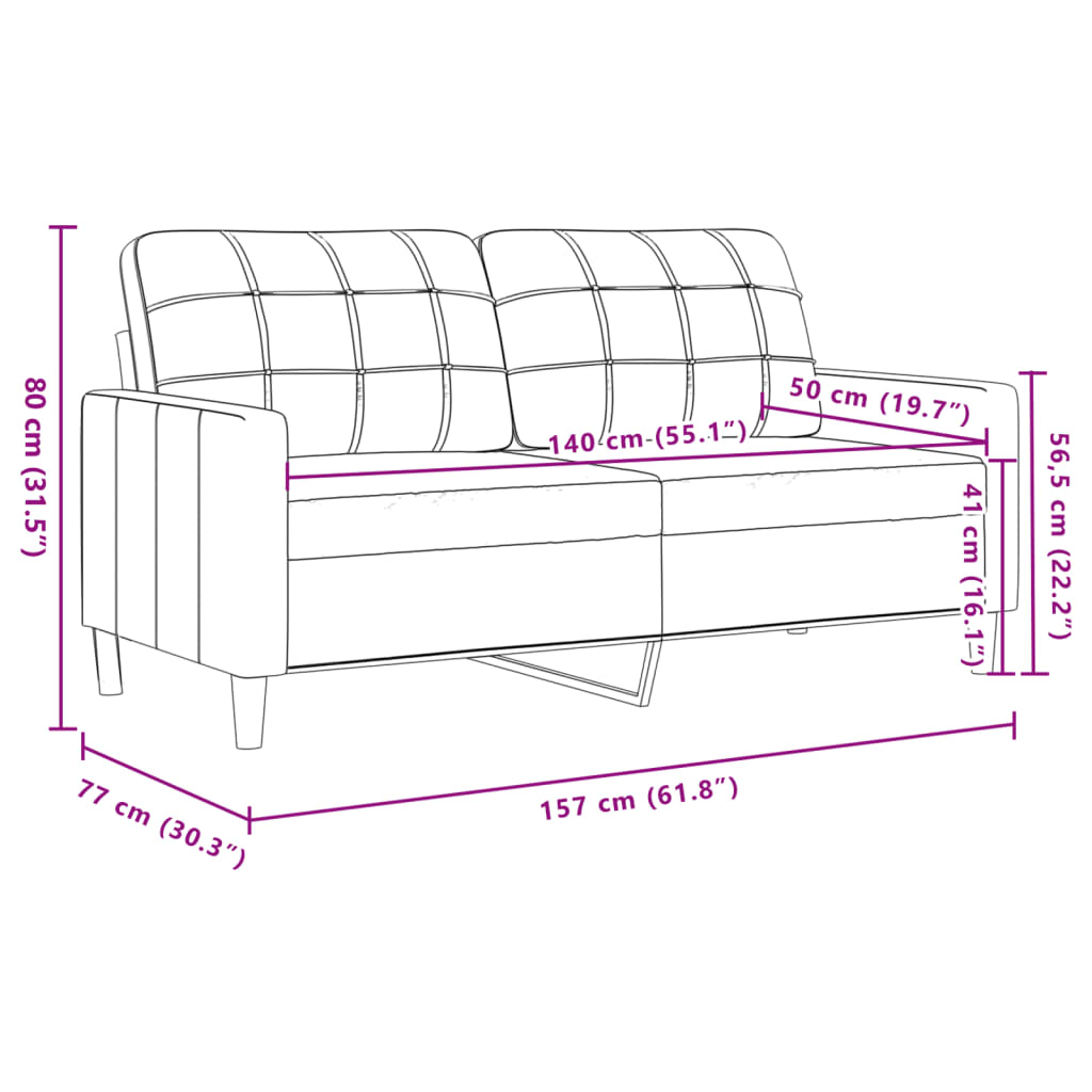 2-Sitzer-Sofa Hellgrau 140 cm Samt