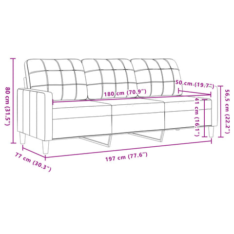 3-Sitzer-Sofa Dunkelgrau 180 cm Samt