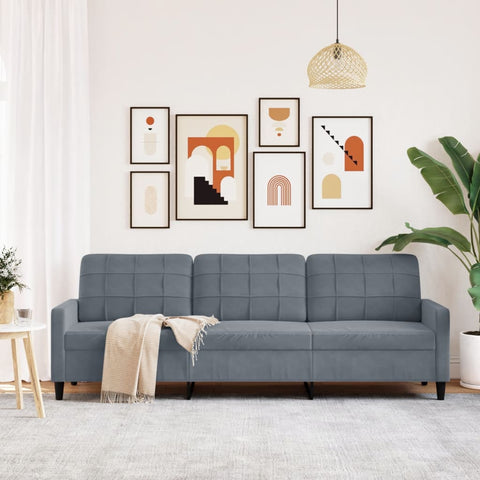 3-Sitzer-Sofa Dunkelgrau 210 cm Samt