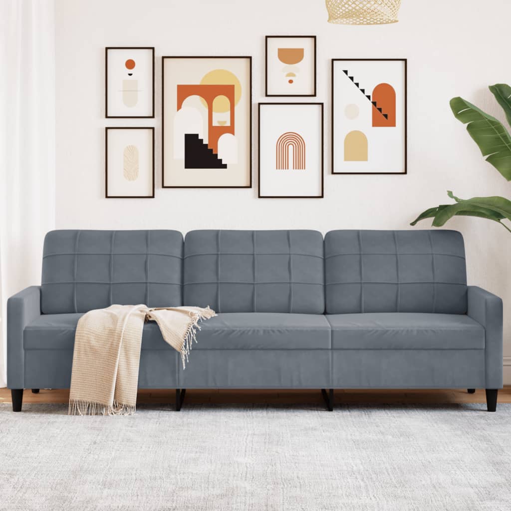 3-Sitzer-Sofa Dunkelgrau 210 cm Samt