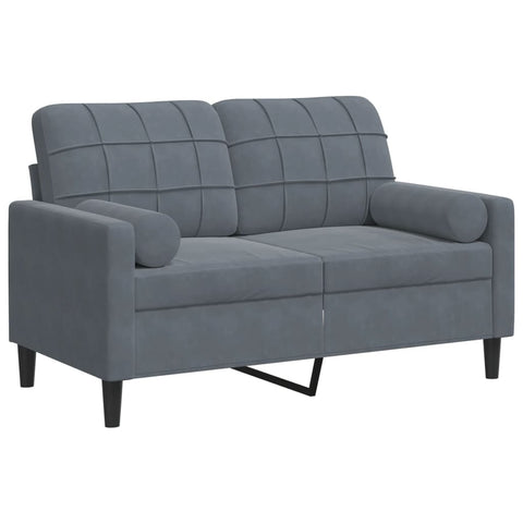 2-Sitzer-Sofa mit Zierkissen Dunkelgrau 120 cm Samt