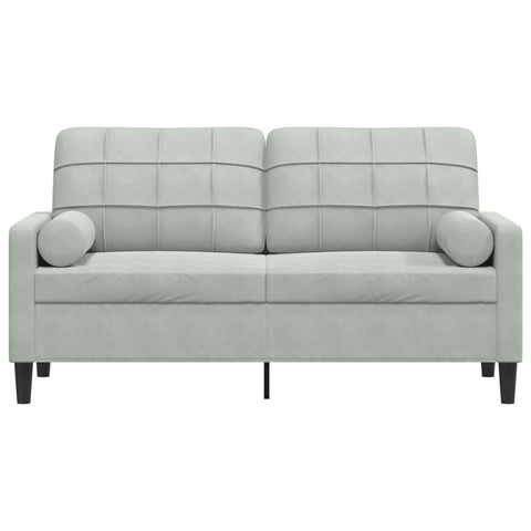 2-Sitzer-Sofa mit Zierkissen Hellgrau 140 cm Samt