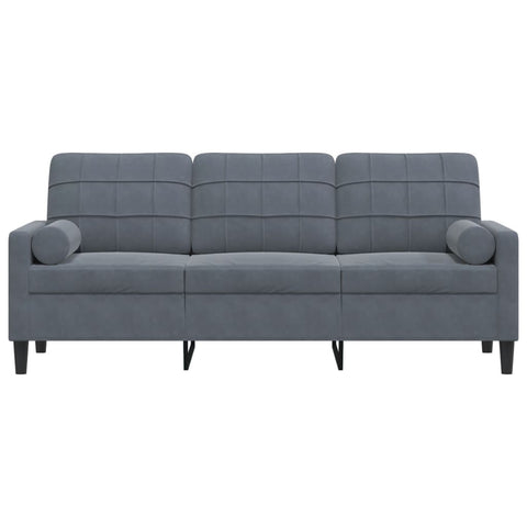 3-Sitzer-Sofa mit Zierkissen Dunkelgrau 180 cm Samt