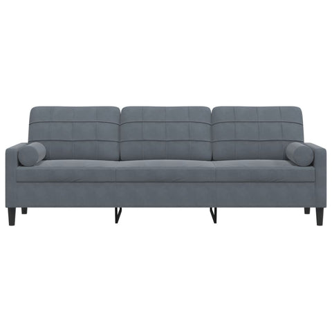 Sofa 3-Sitzer mit Zierkissen Dunkelgrau 210 cm Samt