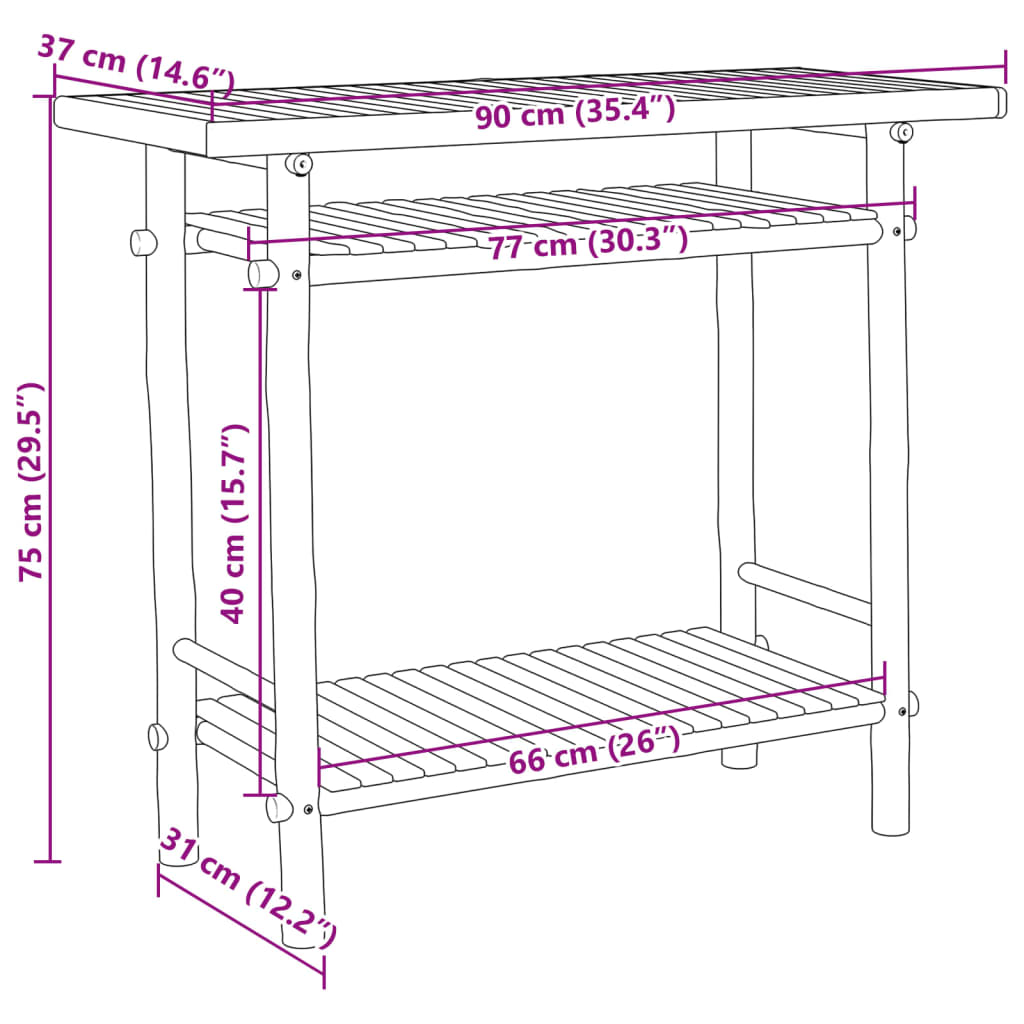 Konsolentisch 90x37x75 cm Bambus