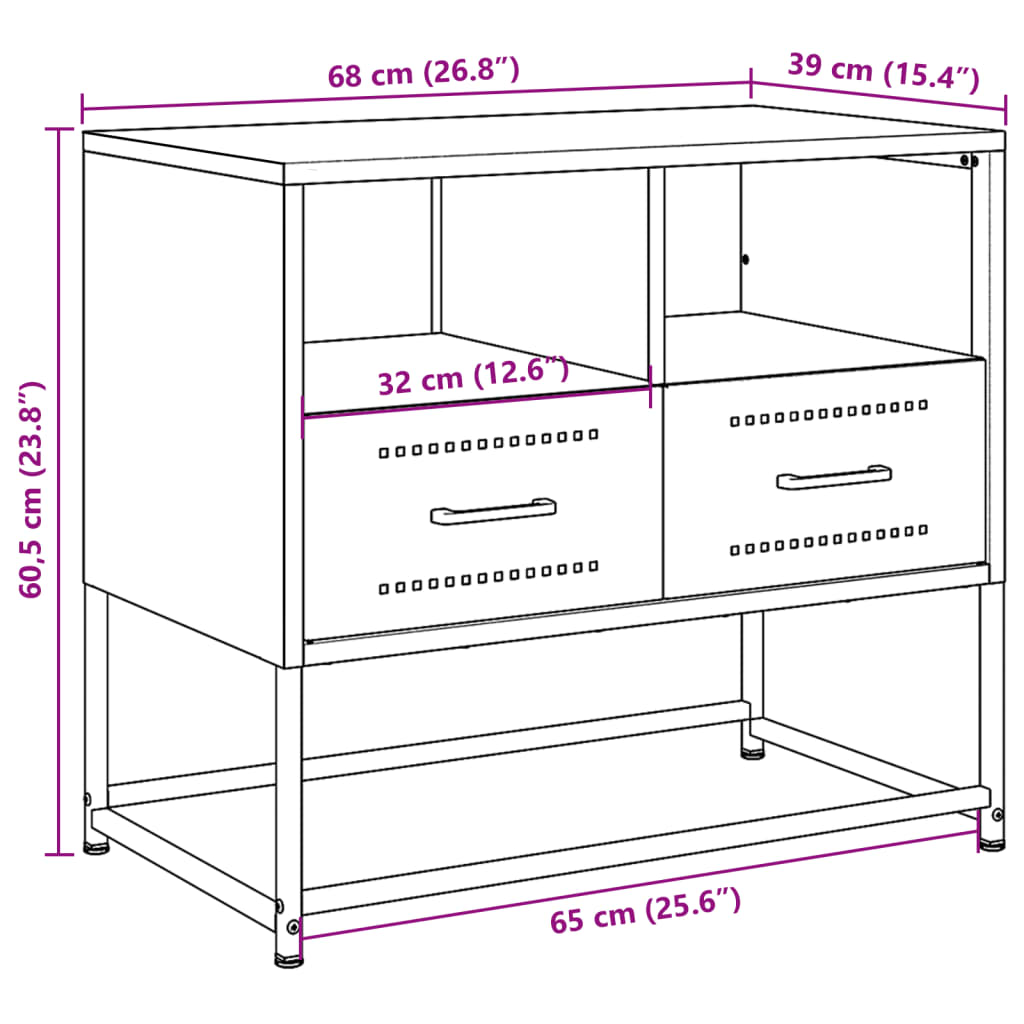 TV-Schrank Rosa 68x39x60,5 cm Stahl