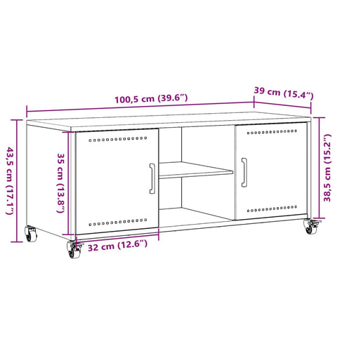 TV-Schrank Weiß 100,5x39x43,5 cm Stahl