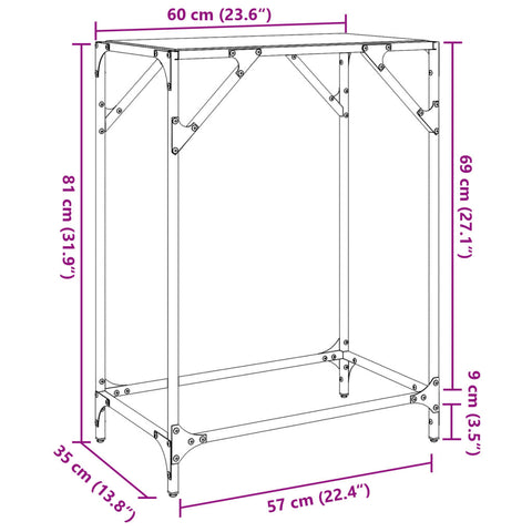 Konsolentisch mit Glasplatte Transparent 60x35x81 cm Stahl