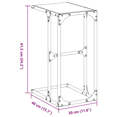 Beistelltisch mit Glasplatte Transparent 40x30x61,5 cm Stahl