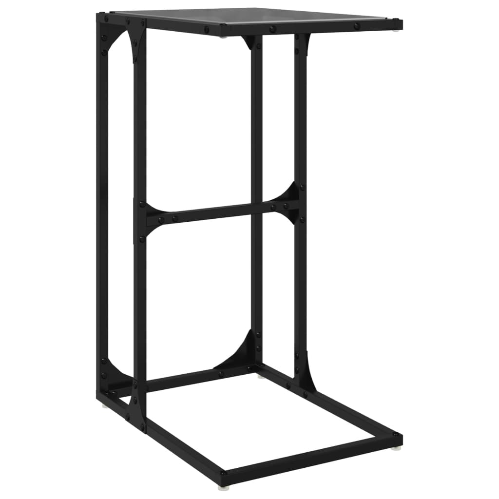 Beistelltisch mit Glasplatte Schwarz 40x30x61,5 cm Stahl