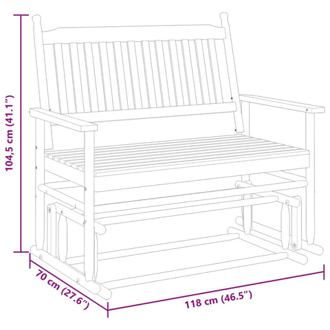 Schaukelbank Schwarz 118x70x104,5 cm Massivholz Pappel