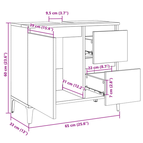 Badschrank Sonoma-Eiche 65x33x60 cm Holzwerkstoff