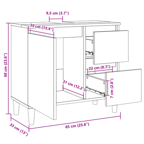 Badschrank Sonoma-Eiche 65x33x60 cm Holzwerkstoff