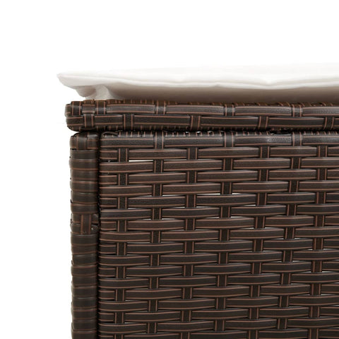 3-tlg. Sonnenliegen-Set mit Auflage Braun Poly Rattan