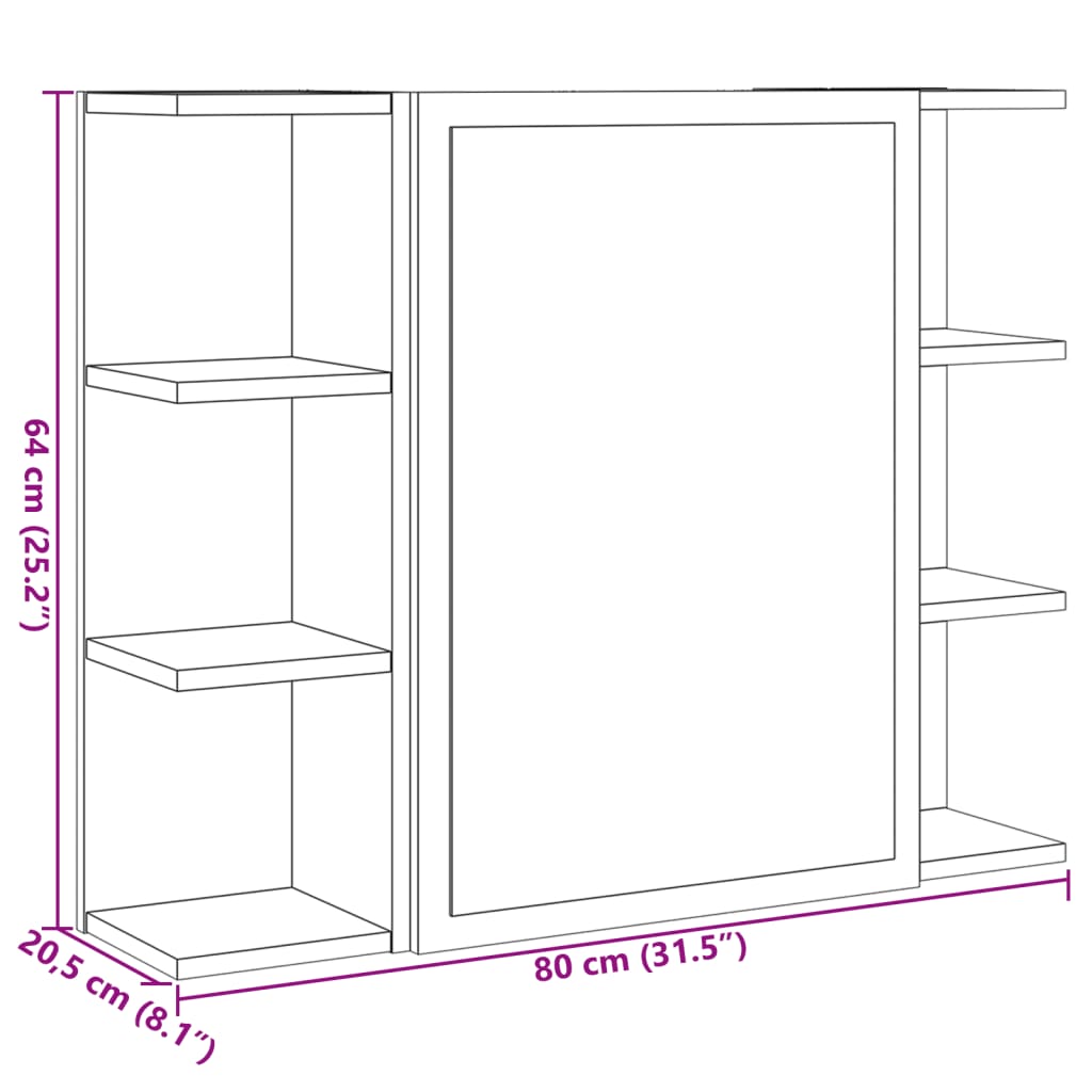 Bad-Spiegelschrank Sonoma-Eiche 80x20,5x64 cm Holzwerkstoff