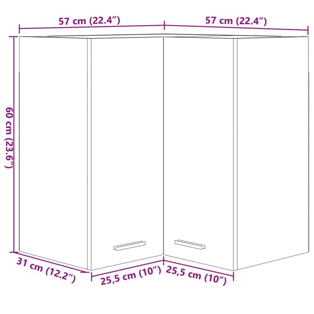 Eckhängeschrank Sonoma-Eiche 57x57x60 cm Holzwerkstoff