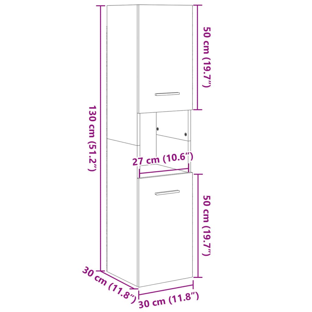 Badezimmerschrank Sonoma-Eiche 30x30x130 cm Holzwerkstoff