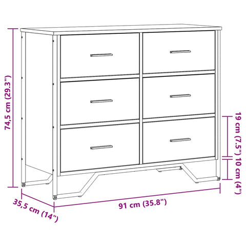 Kommode Sonoma-Eiche 91x35,5x74,5 cm Holzwerkstoff