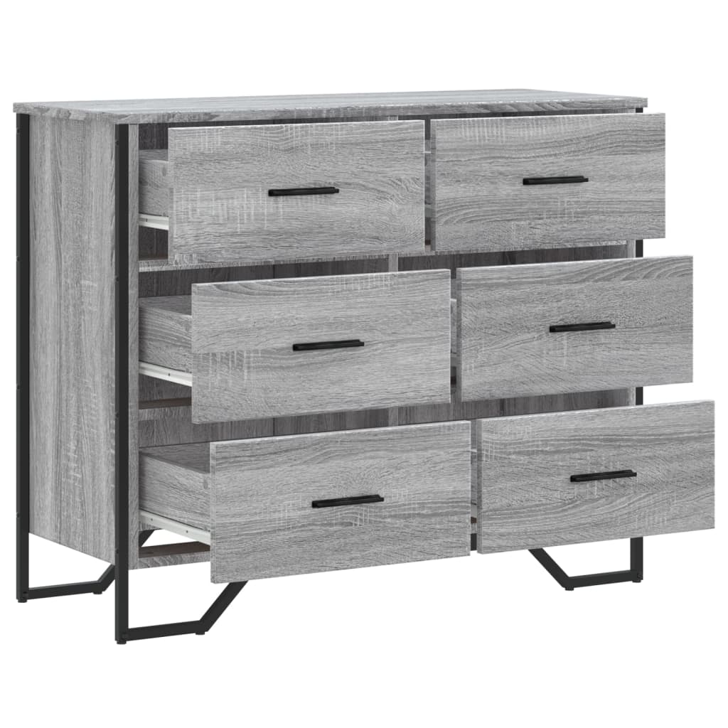 Kommode Grau Sonoma 91x35,5x74,5 cm Holzwerkstoff