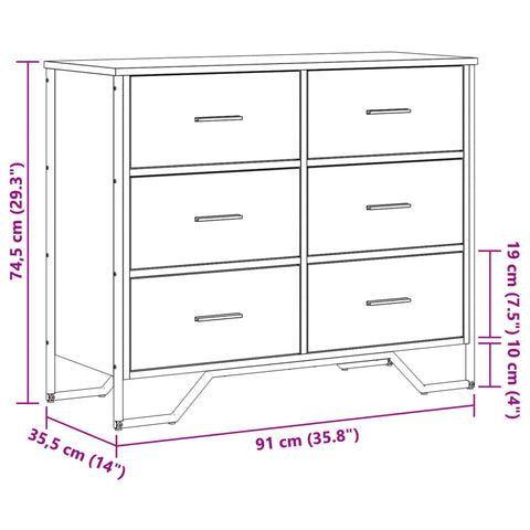 Kommode Braun Eichen-Optik 91x35,5x74,5 cm Holzwerkstoff