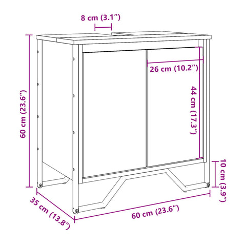 Waschbeckenunterschrank Schwarz 60x35x60 cm Holzwerkstoff