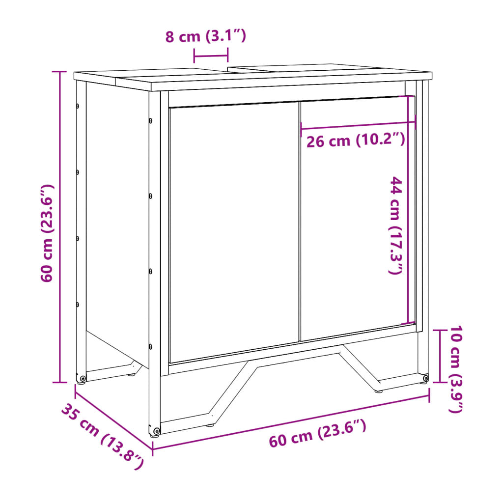 Waschbeckenunterschrank Sonoma-Eiche 60x35x60 cm Holzwerkstoff