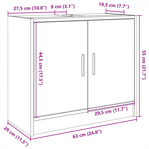 Waschbeckenunterschrank Schwarz 63x29x55 cm Holzwerkstoff