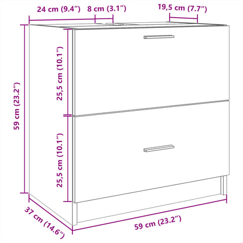 Waschbeckenunterschrank Weiß 59x37x59 cm Holzwerkstoff