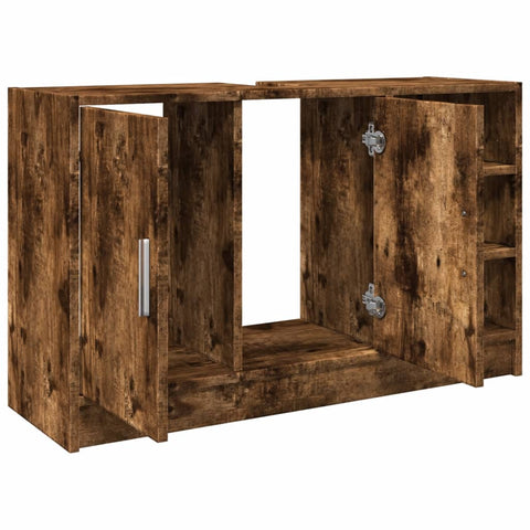 Waschbeckenunterschrank Räuchereiche 90x29x55 cm Holzwerkstoff