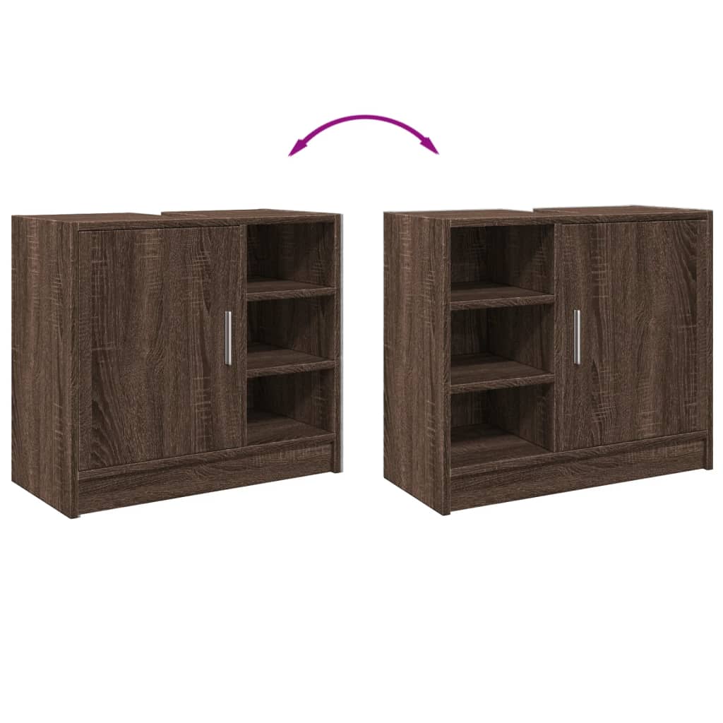 Waschbeckenschrank Braun Eichen-Optik 63x29x55 cm Holzwerkstoff