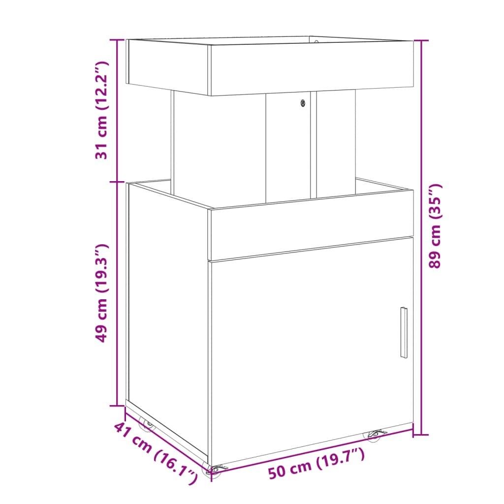 Barwagen Sonoma-Eiche 50x41x89 cm Holzwerkstoff