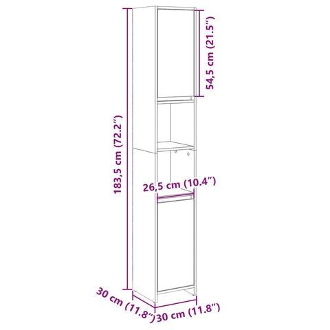 Badezimmerschrank Sonoma-Eiche 30x30x183,5 cm Holzwerkstoff