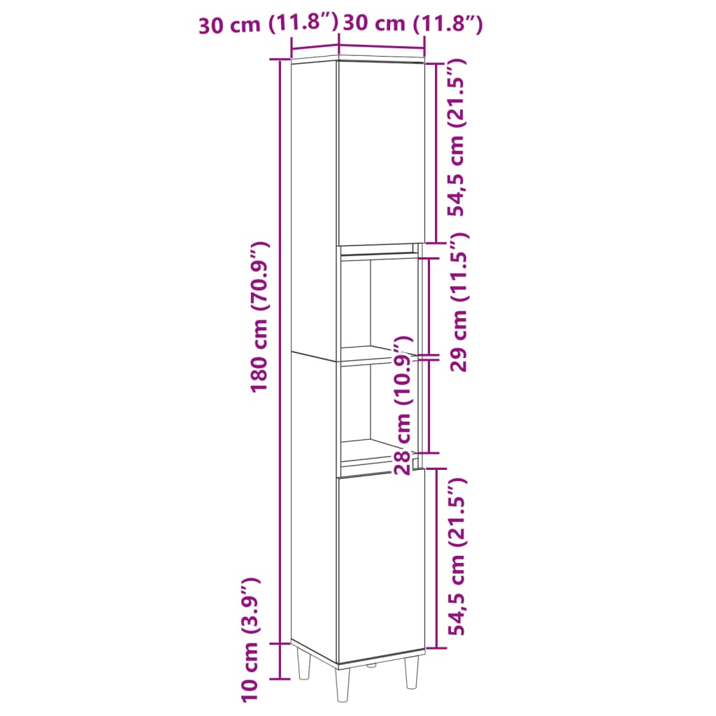 Badschrank Sonoma-Eiche 30x30x190 cm Holzwerkstoff