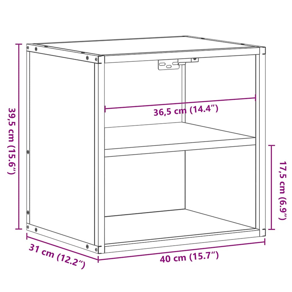 Wand-Nachttisch Grau Sonoma 40x31x39,5 cm