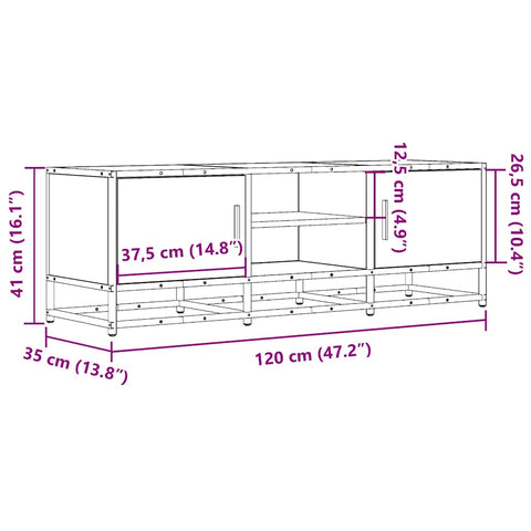 TV-Schrank Eichen-Optik 120x35x41 cm Holzwerkstoff und Metall