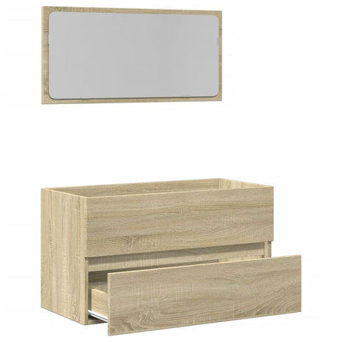 Badschrank mit Spiegel Sonoma-Eiche 80x38,5x45 cm