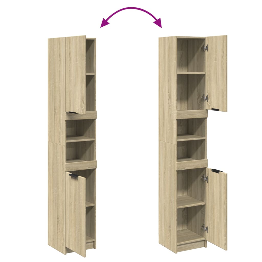 Badschrank Sonoma-Eiche 32x34x188,5 cm Holzwerkstoff