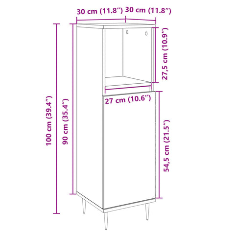 Badschrank Sonoma-Eiche 30x30x100 cm Holzwerkstoff