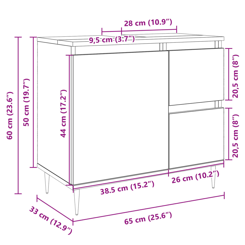 Badschrank Sonoma-Eiche 65x33x60 cm Holzwerkstoff