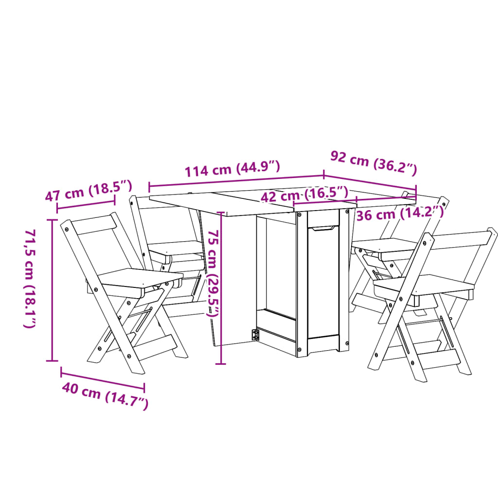 5-tlg. Butterfly-Esstisch-Set Corona Wachsbraun Kiefernholz