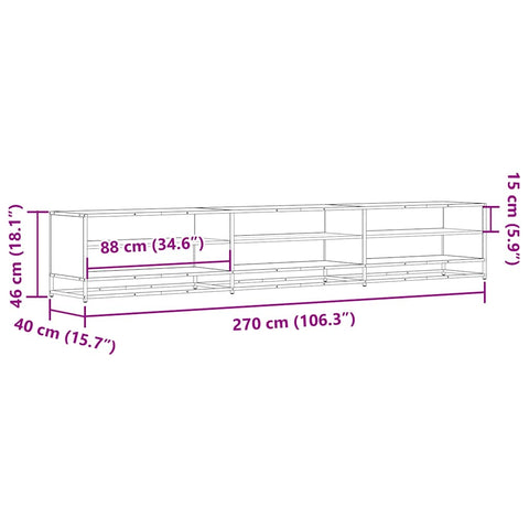 TV-Schrank Schwarz 270x40x46 cm Holzwerkstoff