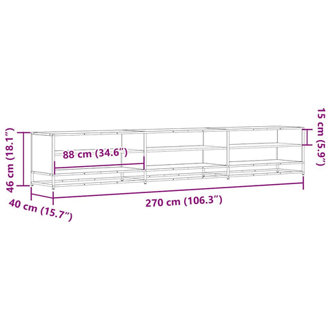 TV-Schrank Grau Sonoma 270x40x46 cm Holzwerkstoff