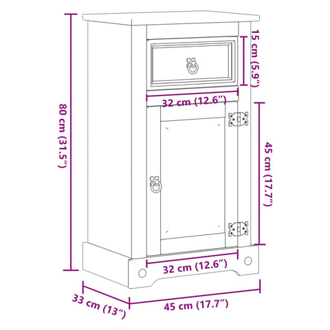 Badschrank Corona 45x33x80 cm Massivholz Kiefer